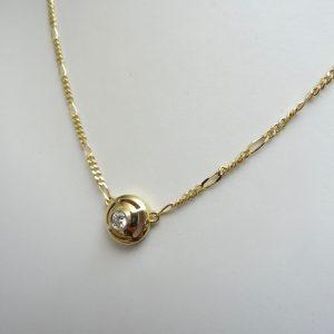 18 carati Oro - Collana con pendente - 0.18 ct Diamante