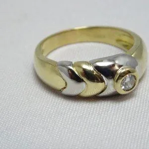 18 carati Bicolore - Anello - 0.14 ct Diamante