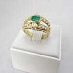 18 carati Oro giallo - Anello - 0.70 ct Smeraldo - Diamante
