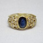 18 carati Oro - Anello - 1.25 ct Zaffiro - Diamante