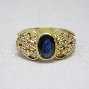 18 carati Oro - Anello - 1.25 ct Zaffiro - Diamante