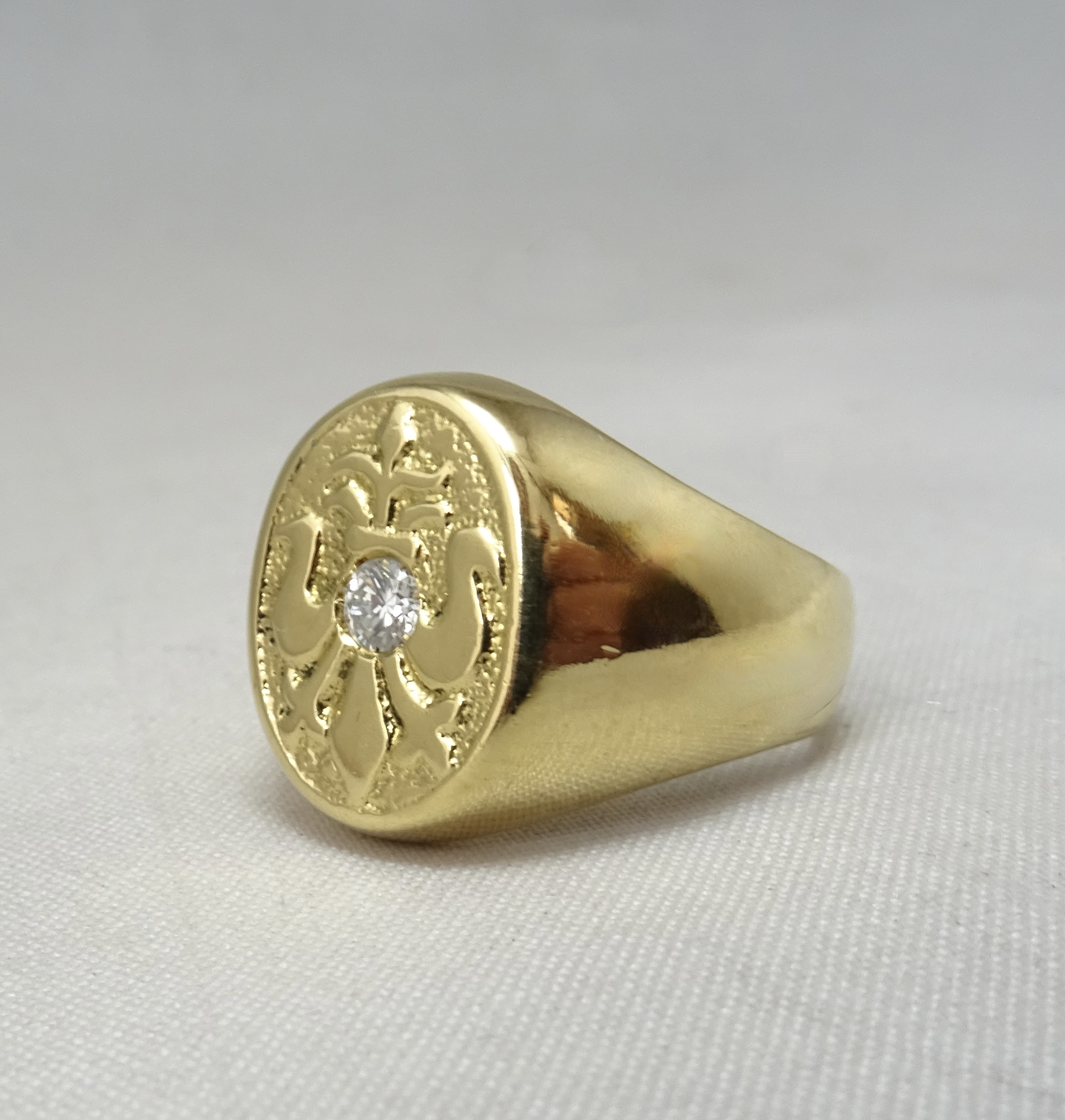Anello sigillo con diamante 0.15ct