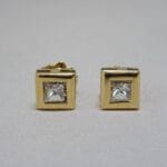Orecchini a lobo con diamanti 0.40 taglio Princess